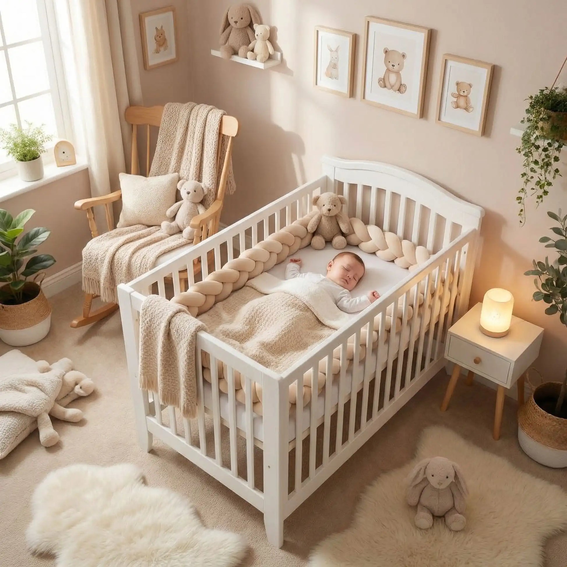 Tresse de lit beige protectrice sommeil paisible Coton Ultra Doux