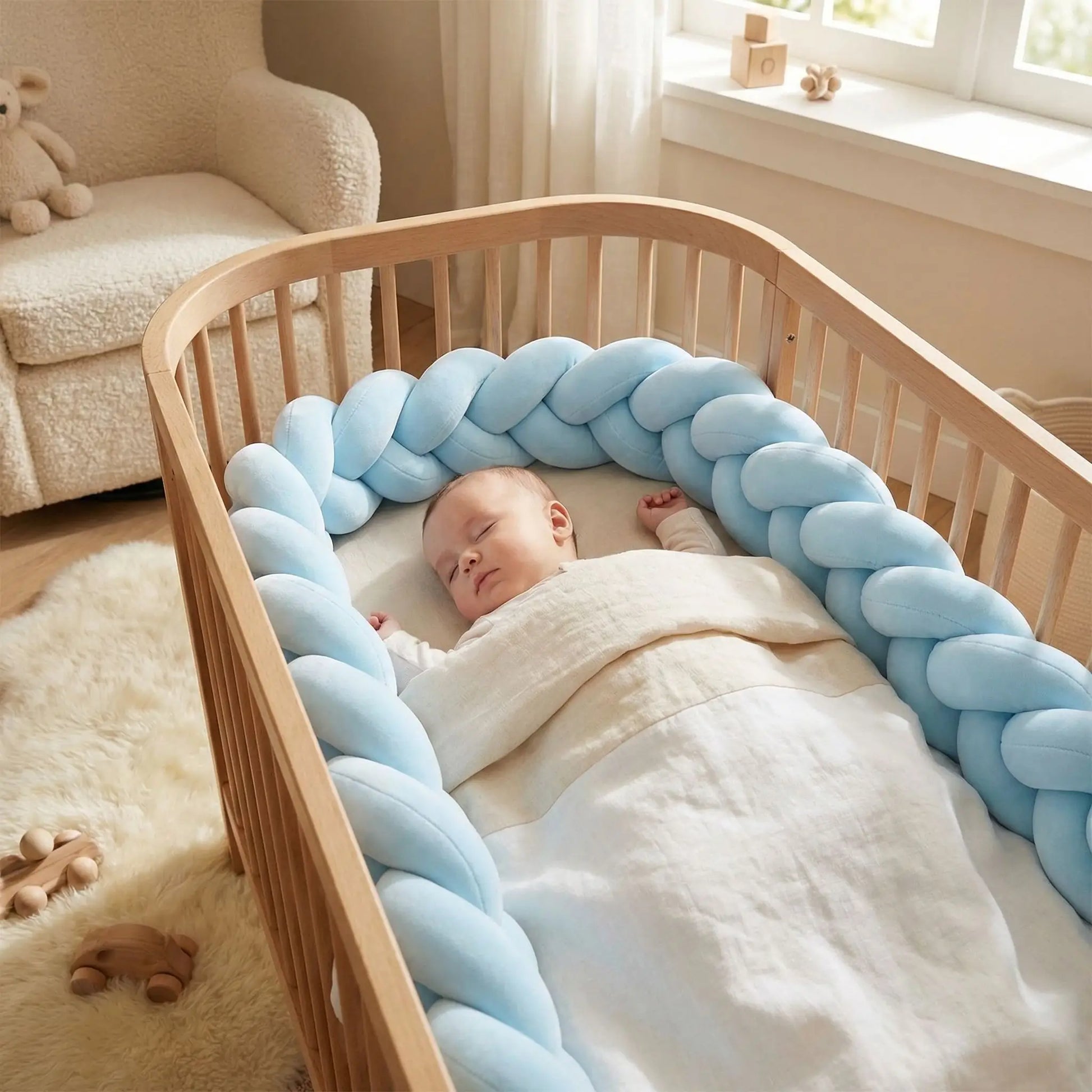 Tresse de lit bleu douce sommeil paisible Cocon Douillet