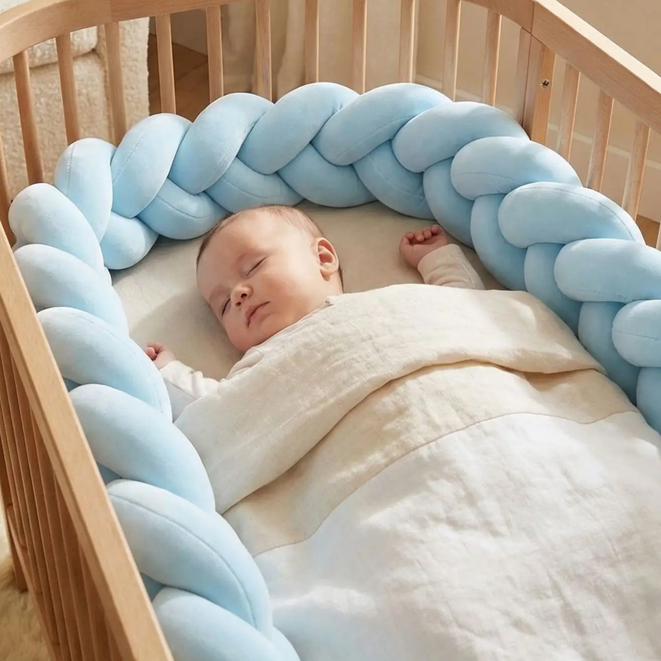 Tresse de lit bleu protectrice sommeil paisible Cocon Douillet