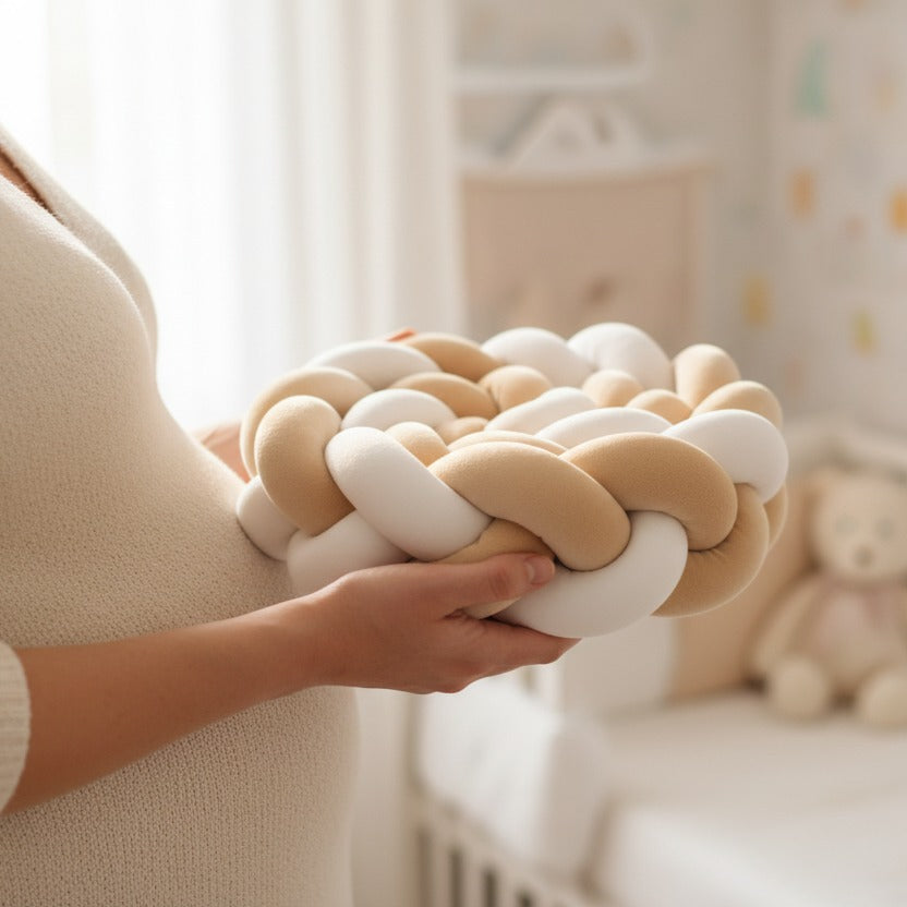 Tresse de lit cadeau naissance ideal Beige et Blanc