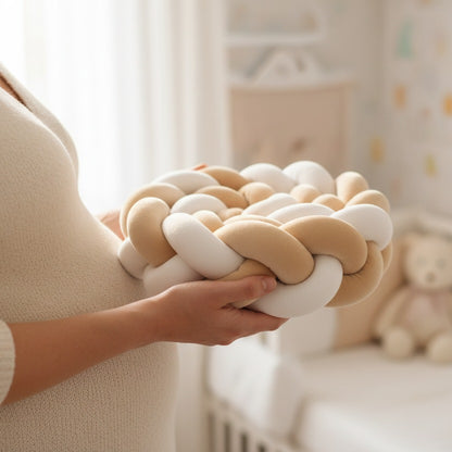 Tresse de lit cadeau naissance ideal Beige et Blanc
