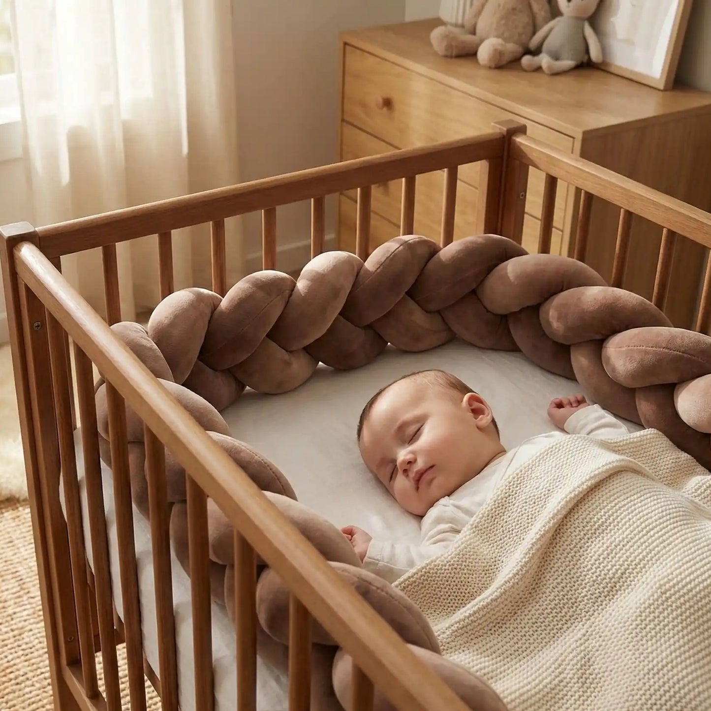 Tresse de lit marron sommeil serein Tissée Main