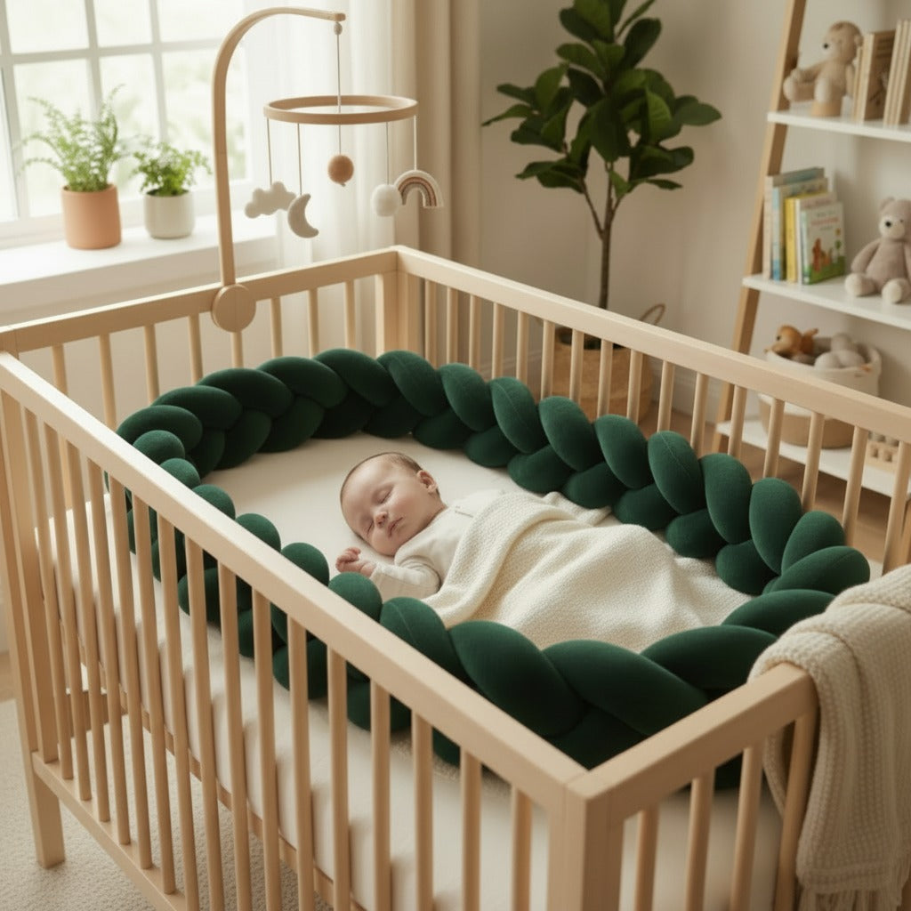 Tresse de lit protège bébé qui dort paisiblement dans berceau sommeil paisible bébé