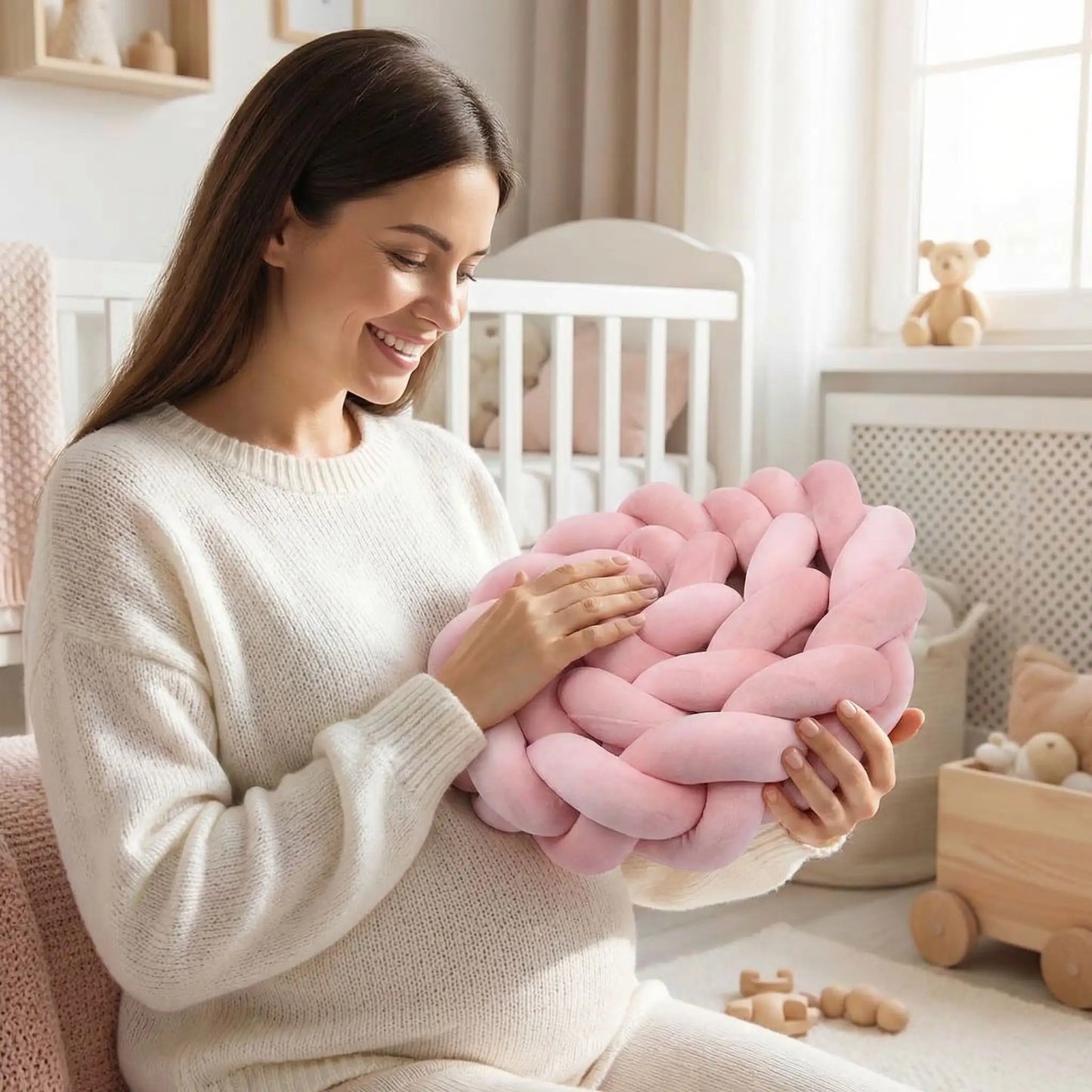 Tresse de lit rose cadeau naissance idéal Coton Fait Main
