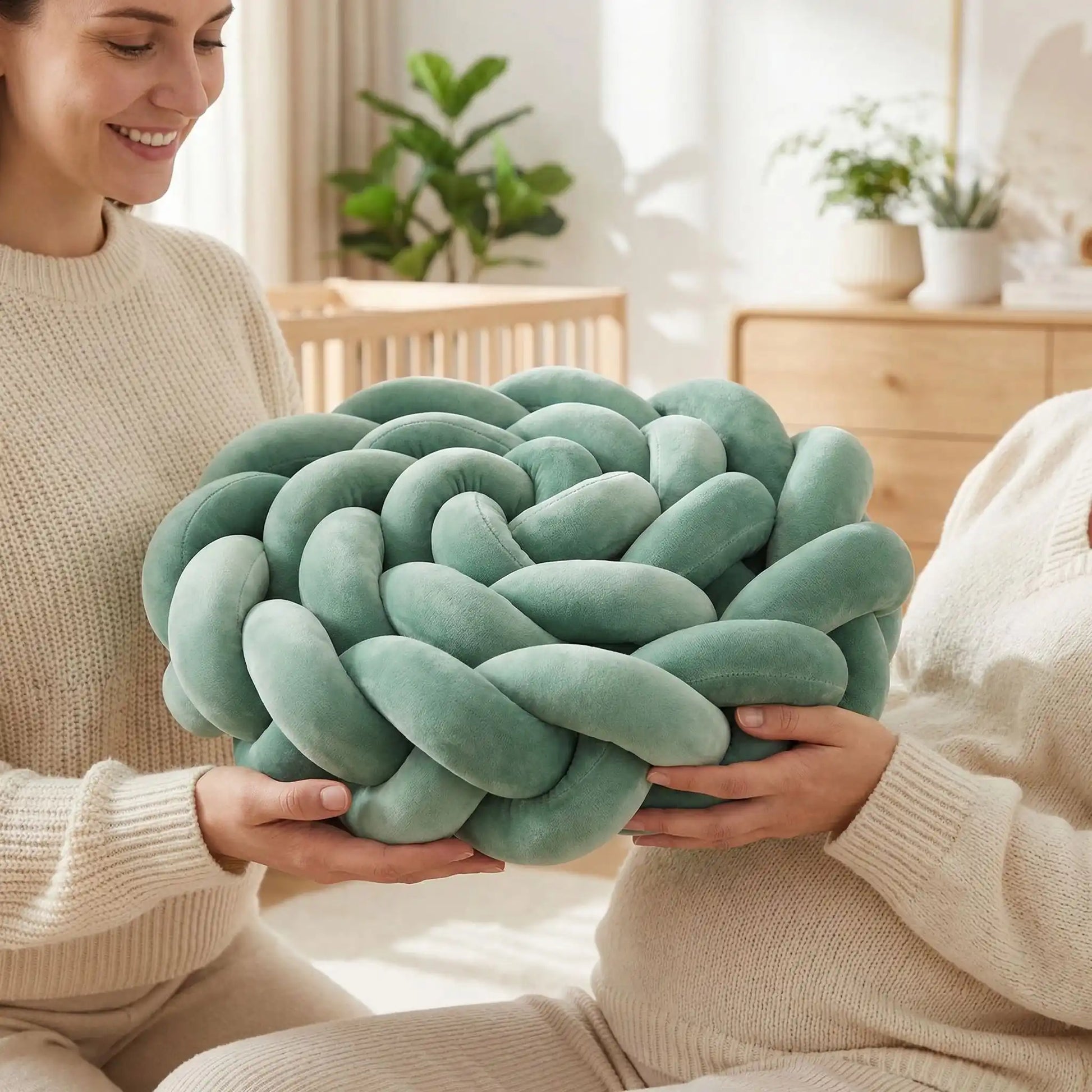 Tresse de lit vert sauge cadeau naissance Protection Douce