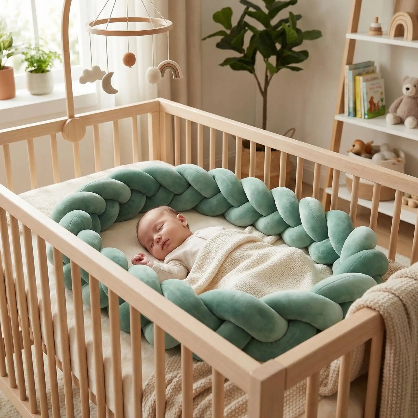 Tresse de lit vert sauge serein Protection Douce