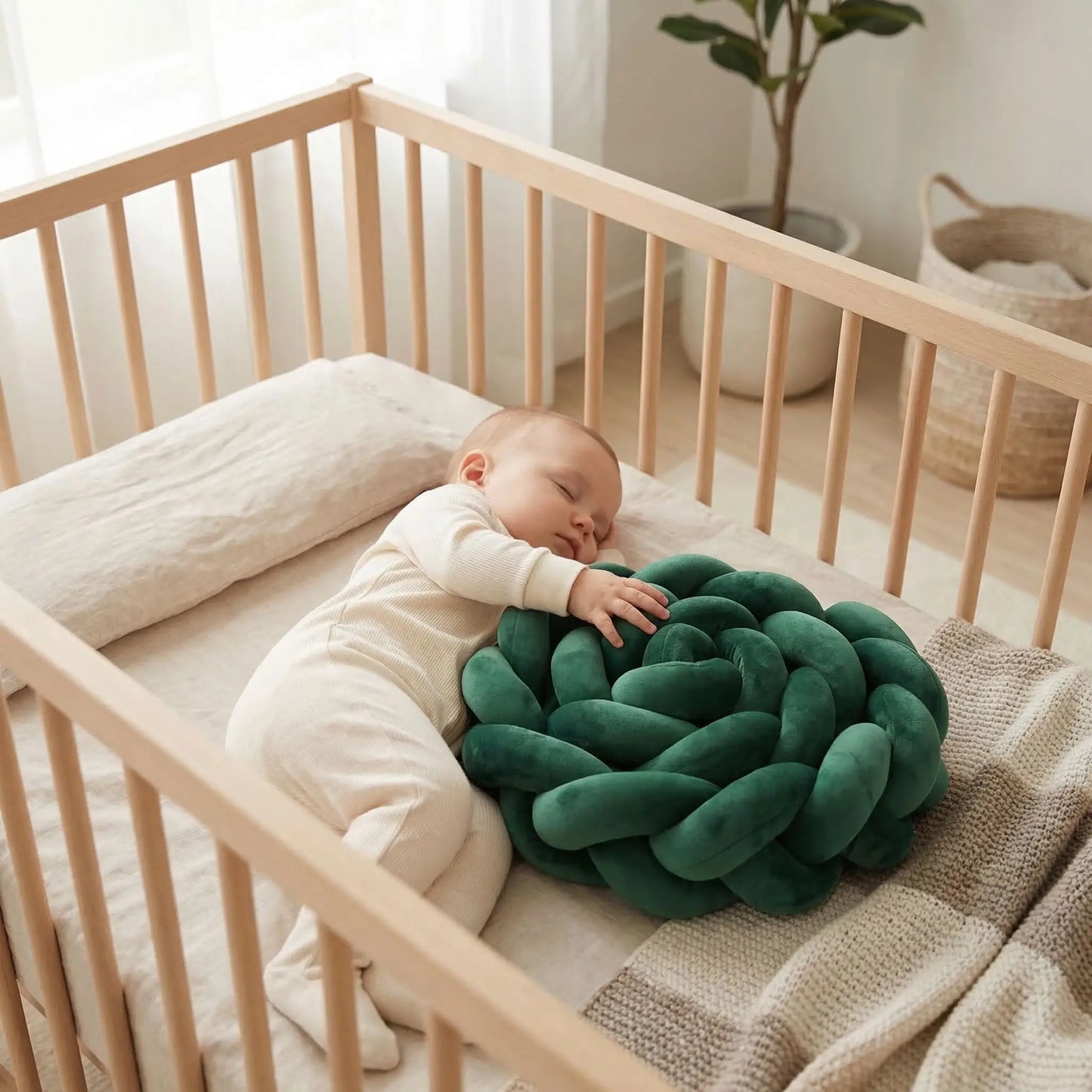 Tresse de lit verte douce sommeil profond Coton Doux