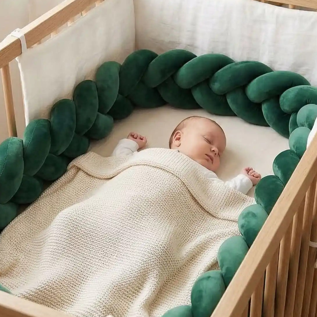 Tresse de lit verte protectrice sommeil paisible Coton Doux
