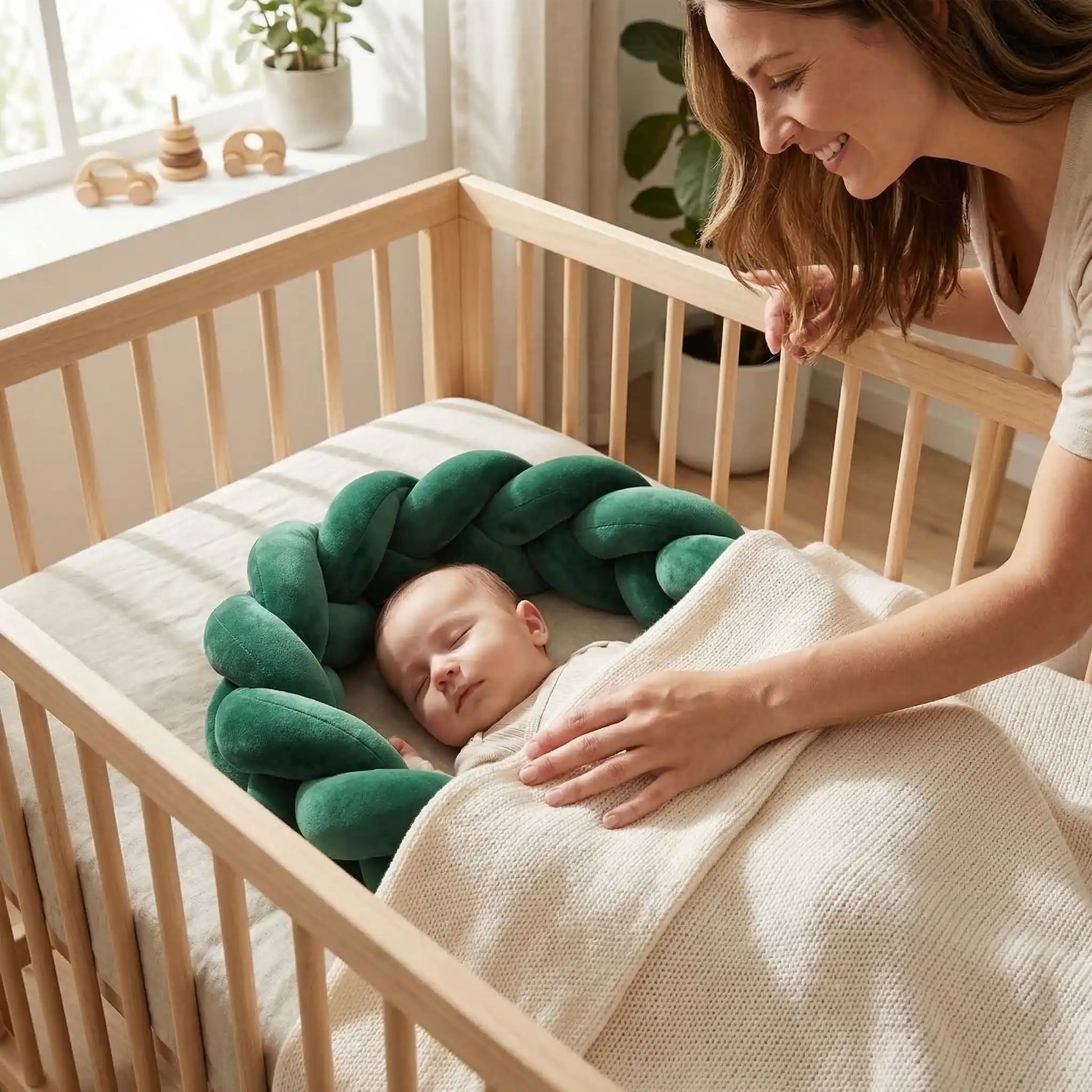Tresse de lit verte protectrice sommeil serein Coton Doux