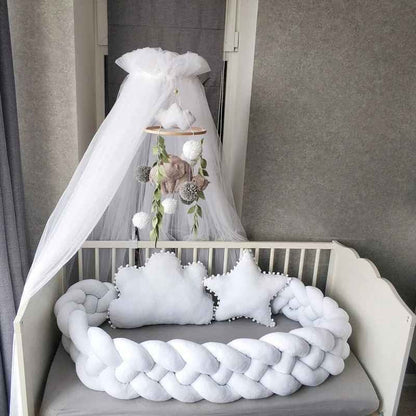 Tresse tour de lit 4brins protectrice dans berceau CozyKnot Blanc