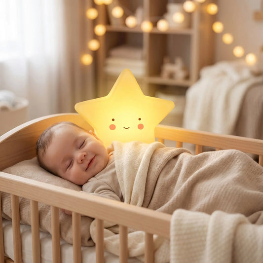 Veilleuse bébé bleue sur table sommeil serein bébé - Douce Nuit