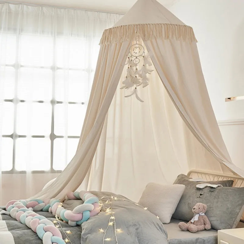 Voile pour berceau beige avec attrape rêves décoratif Cocon Protecteur
