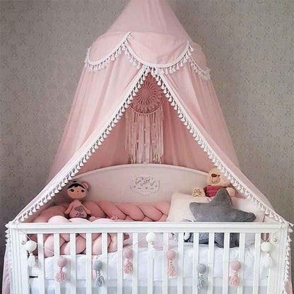 Voile pour lit bebe suspendu sur berceau avec tresse de lit Rose Protecteur