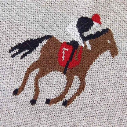 Vue sur motif cheval Couverture douce bebe Coton Bambou Premium