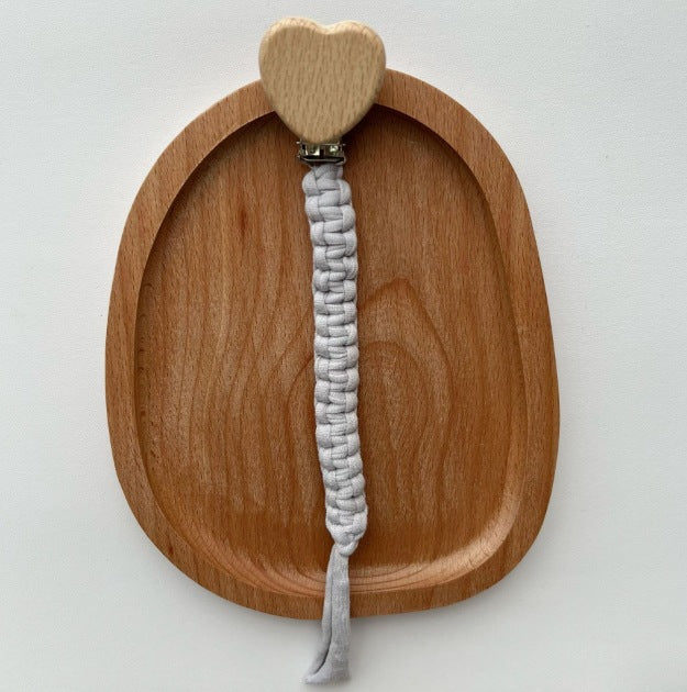 attache tetine cœur gris Bois de Lune