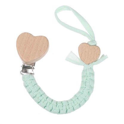 attache tetine cœur verte Bois de Lune