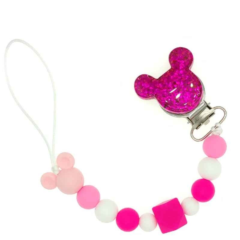 Attache tetine douce mauve Sécurité Élégante