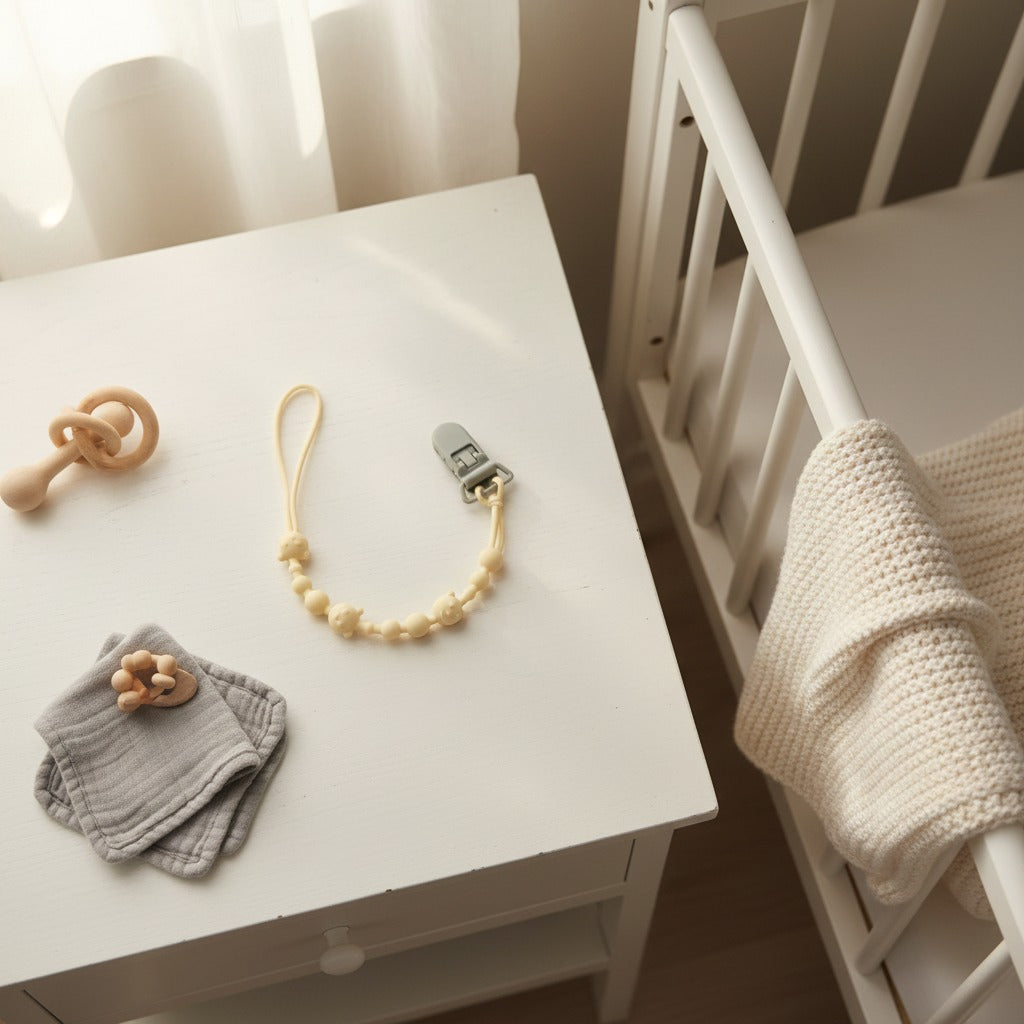 attache tetine en silicone jaune Sécuri Bébé