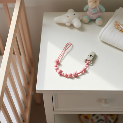 attache tetine en silicone rose Sécuri Bébé