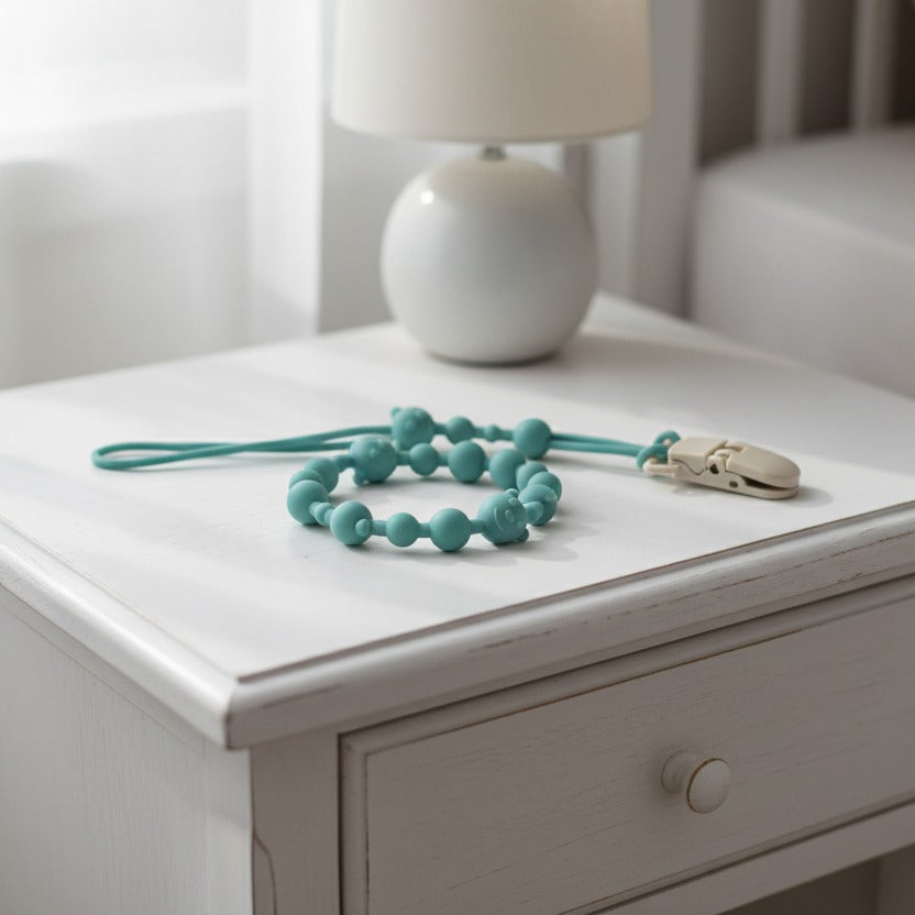 attache tetine en silicone verte Securi Bébé