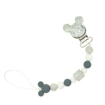 Attache tetine grise Sécurité Élégante