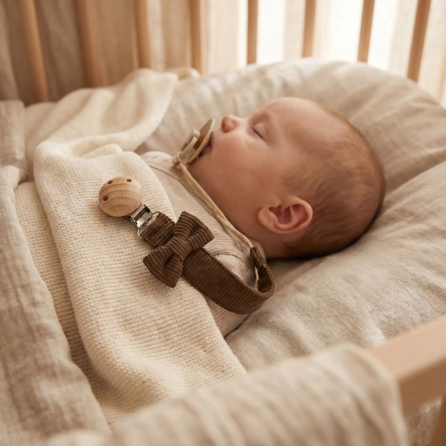 attache tetine sécurisée marron sommeil paisible FrenchSecure