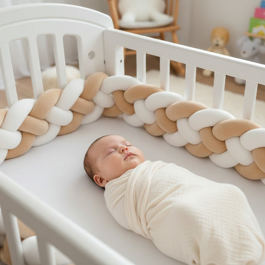 bébé dort dans berceau avec tresse de lit protectrice LinéaMax