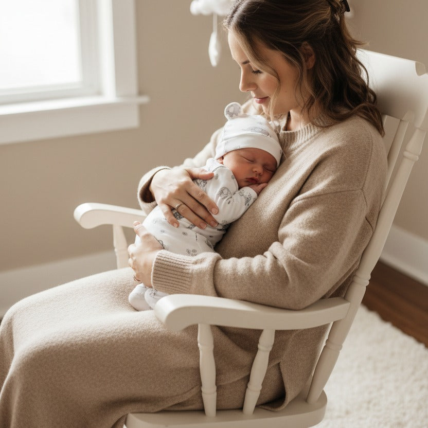 bébé dort dans bras maman avec Couverture emmaillotage coton Douce Sérénité