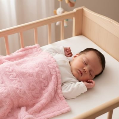 Bébé dort paisiblement couvert par petite couverture bebe dans berceau- Soft Sleep