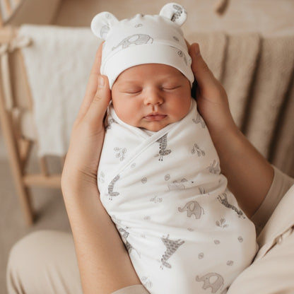 bébé dort sereinement avec Couverture emmaillotage coton Douce Sérénité