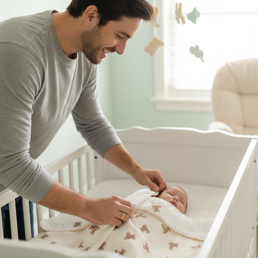 bébé dort sereinement dans berceau avec plaid bebe TenderHug