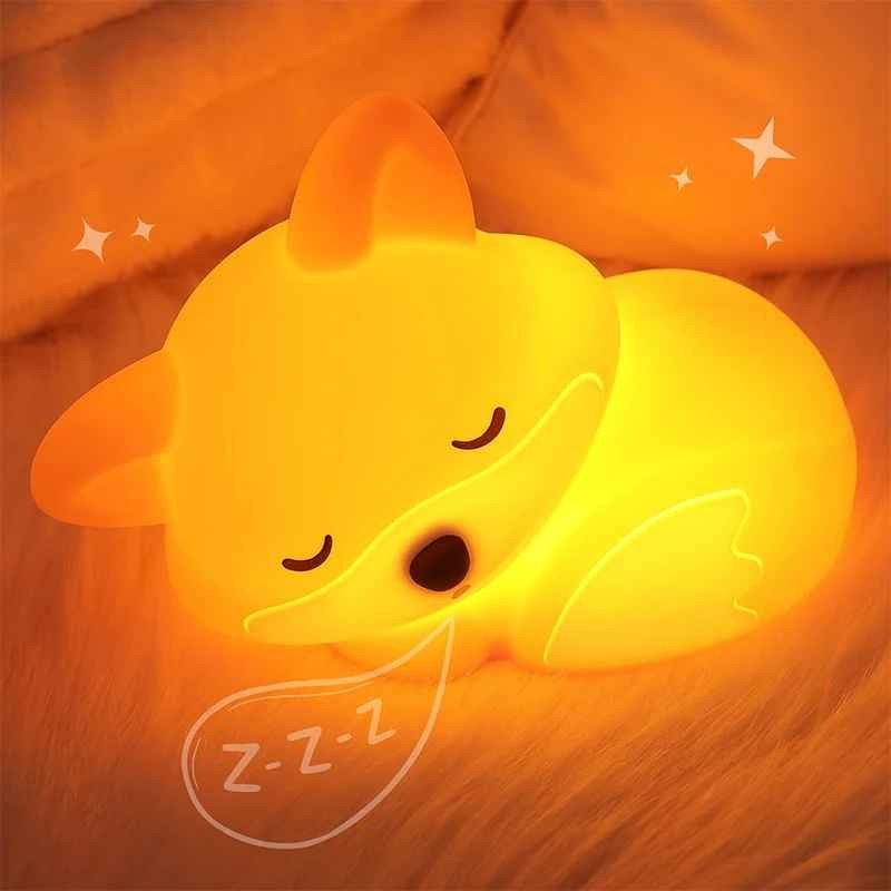 bebe veilleuse orange Renard Silicone Rechargeable