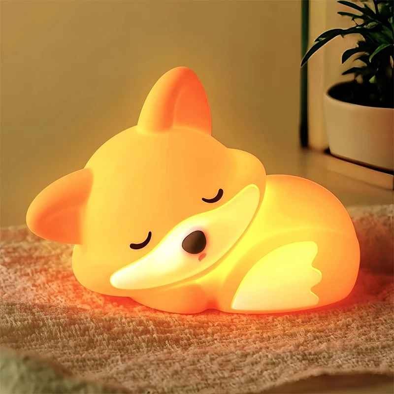 bebe veilleuse orange compacte Renard Silicone Rechargeable