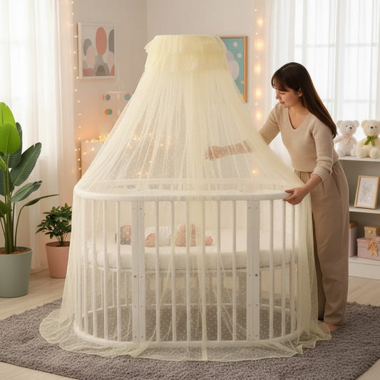 ciel de lit avec support avec maille fine pastel protecteur
