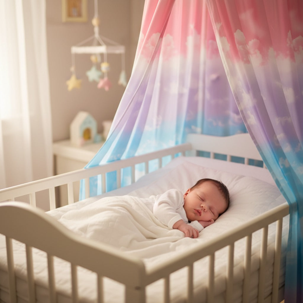 ciel de lit bebe apaisant sans danger arc en ciel protecteur