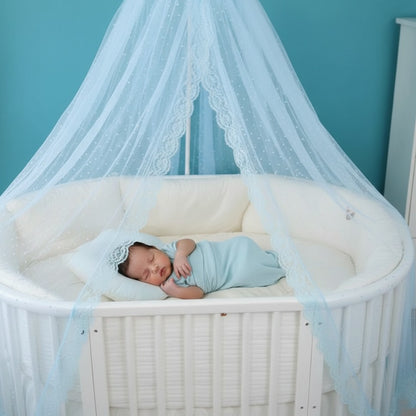 ciel de lit bebe avec support protecteur moustiquaire bleue