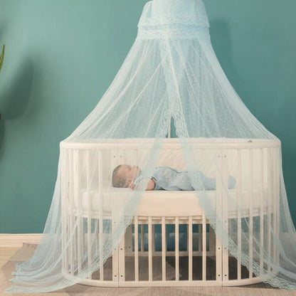 ciel de lit bebe avec support sommeil serein moustiquaire bleue