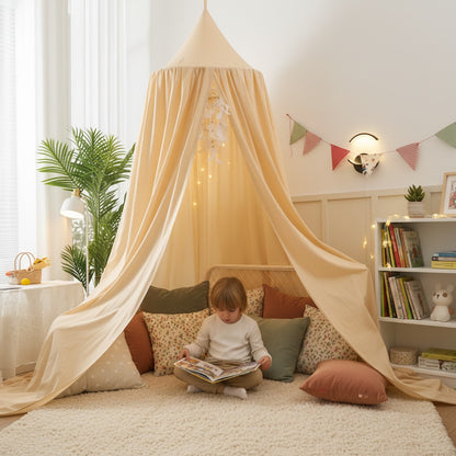 ciel de lit bébé beige coin lecture chaleureux cocon apaisant