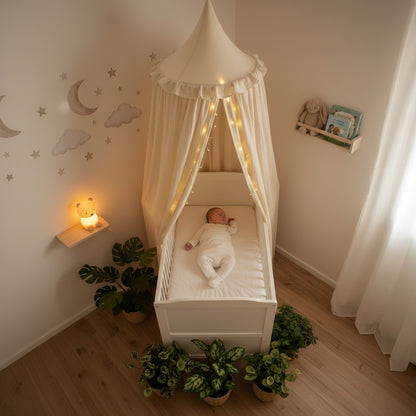 ciel de lit bébé beige sommeil paisible féerique