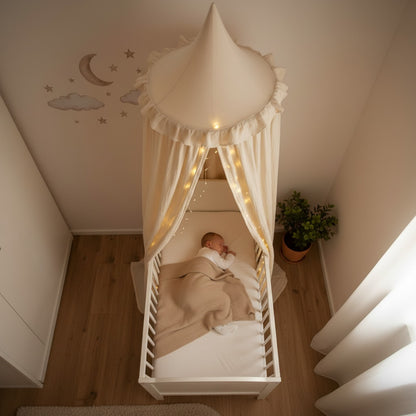 ciel de lit bébé beige sommeil serein féerique