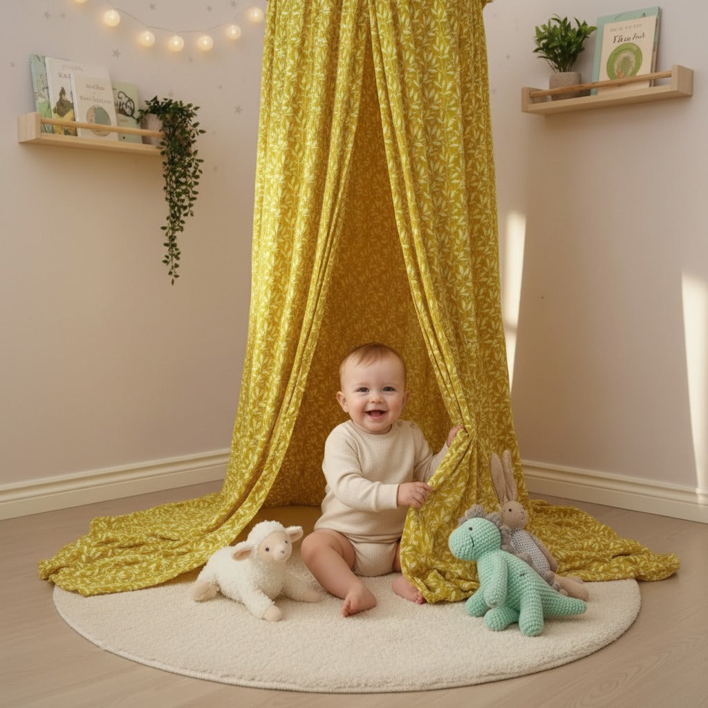 ciel de lit bebe coin jeux mousseline coton