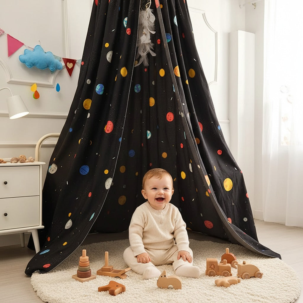 ciel de lit bébé espace jeu chaleureux cosmos endormi