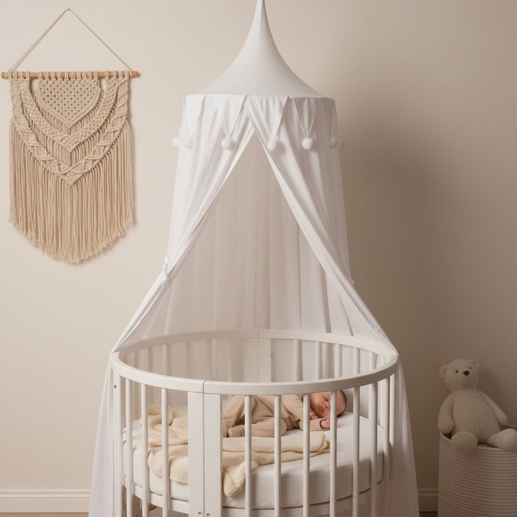 ciel de lit bébé fille blanc sommeil serein étoile filante