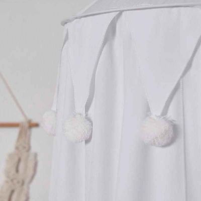 Ciel de lit bébé fille détail pompon Étoile Filante