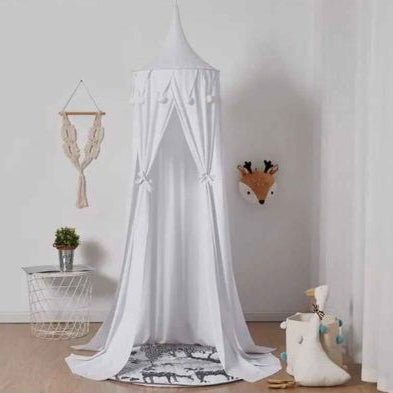 Ciel de lit bébé fille tissu léger blanc étoile filante
