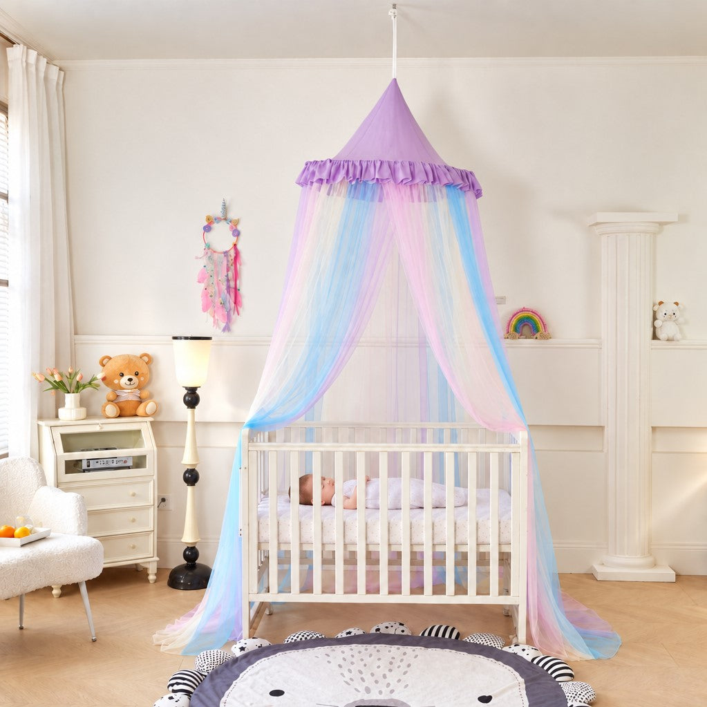 ciel de lit bébé moustiquaire berceau sommeil paisible - arc-en-ciel