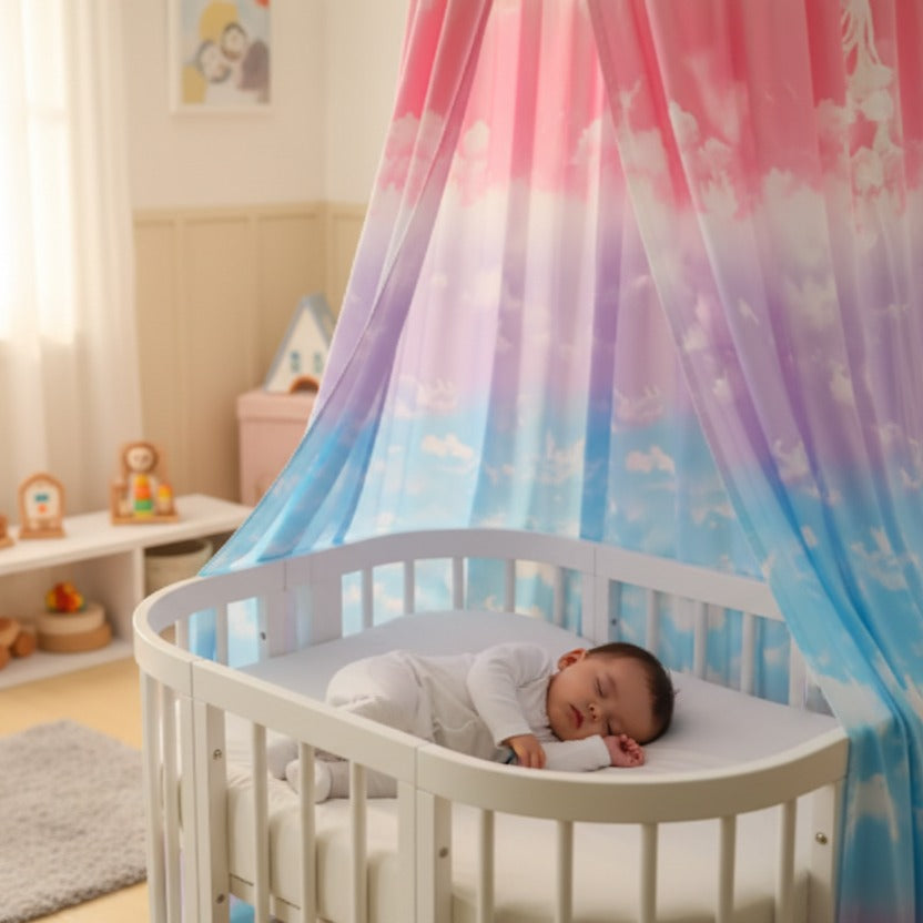 ciel de lit bebe premium arc en ciel protecteur