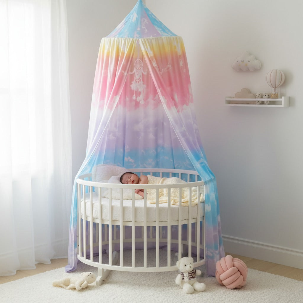 ciel de lit bebe sommeil paisible arc-en-ciel protecteur