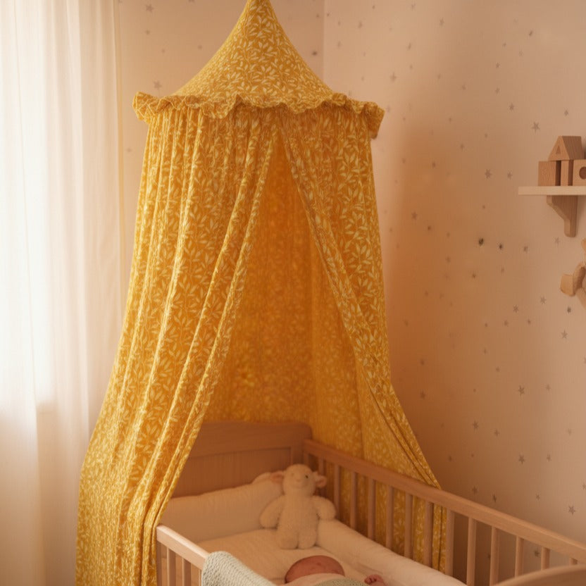 ciel de lit bebe suspendu sommeil paisible mousseline coton