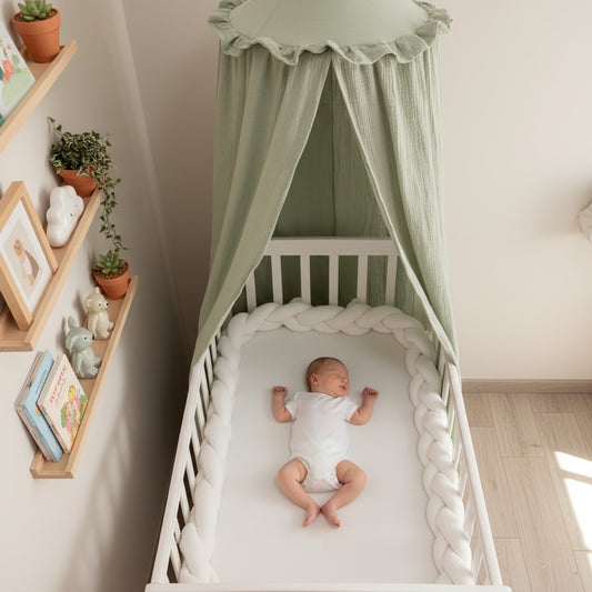 ciel de lit bébé vert sommeil paisible coton apaisant
